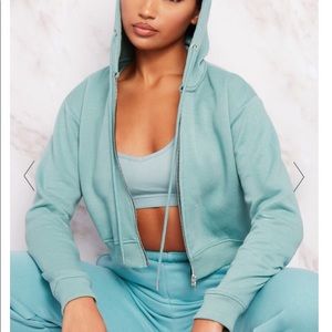 nwot SUPER CUTE turquoise zip up hoodie